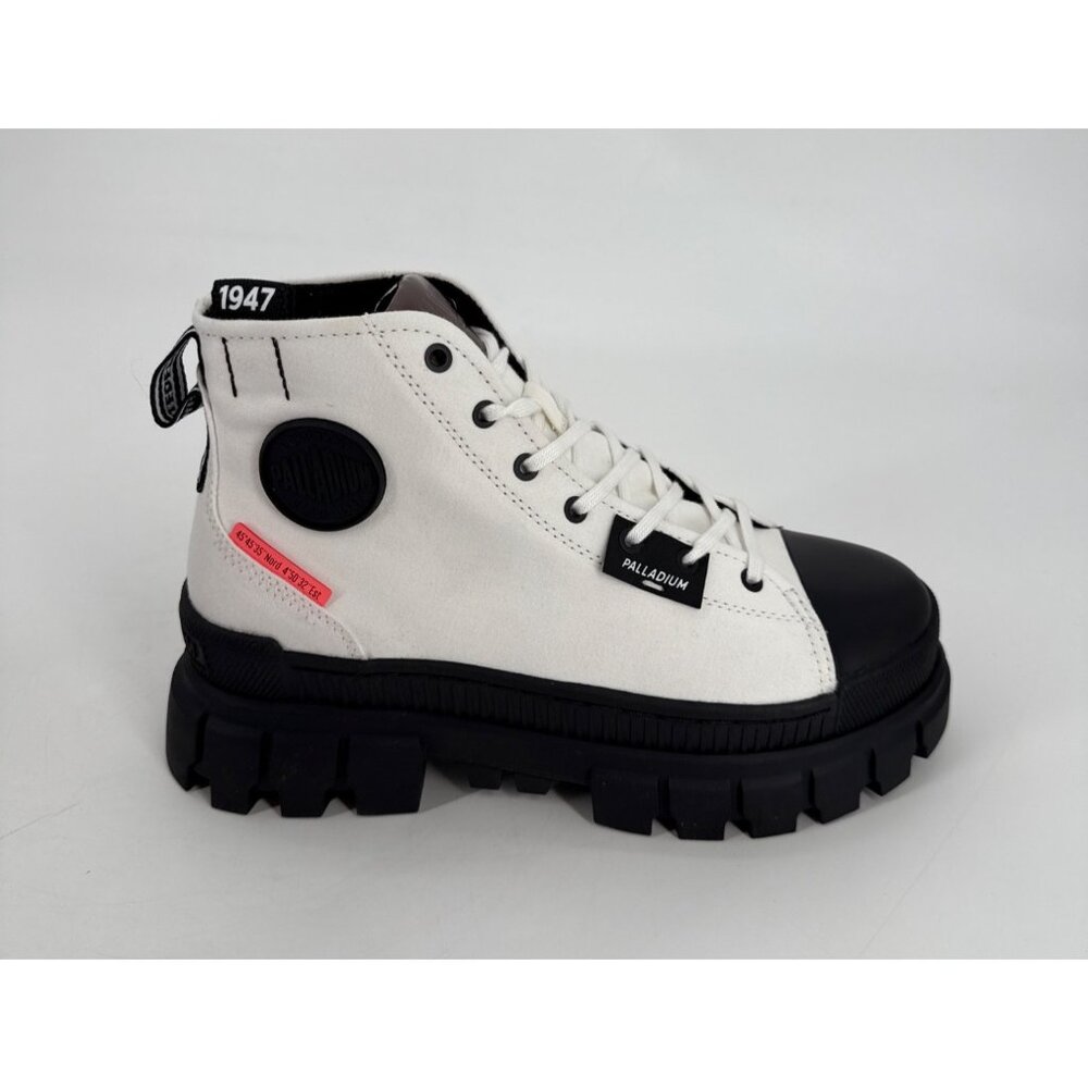 Palladium Womens Ankle Boots Revolt HI TX Black & White Canvas Boots Size 9 - Picture 4 of 11